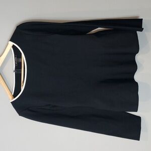 St. John Black Ivory Peplum Sweater New M Preppy Classic Retroglam Luxury